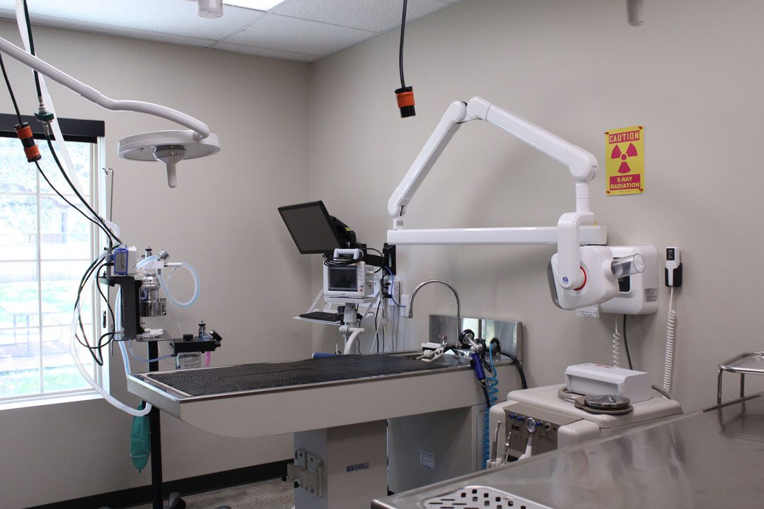 exam table with x-ray equipment